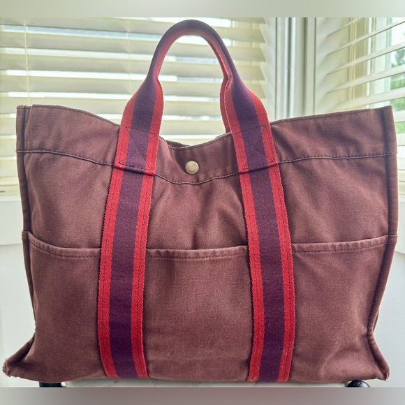 Hermes Fourre Tout MM Canvas Bag - Picture 1 of 8